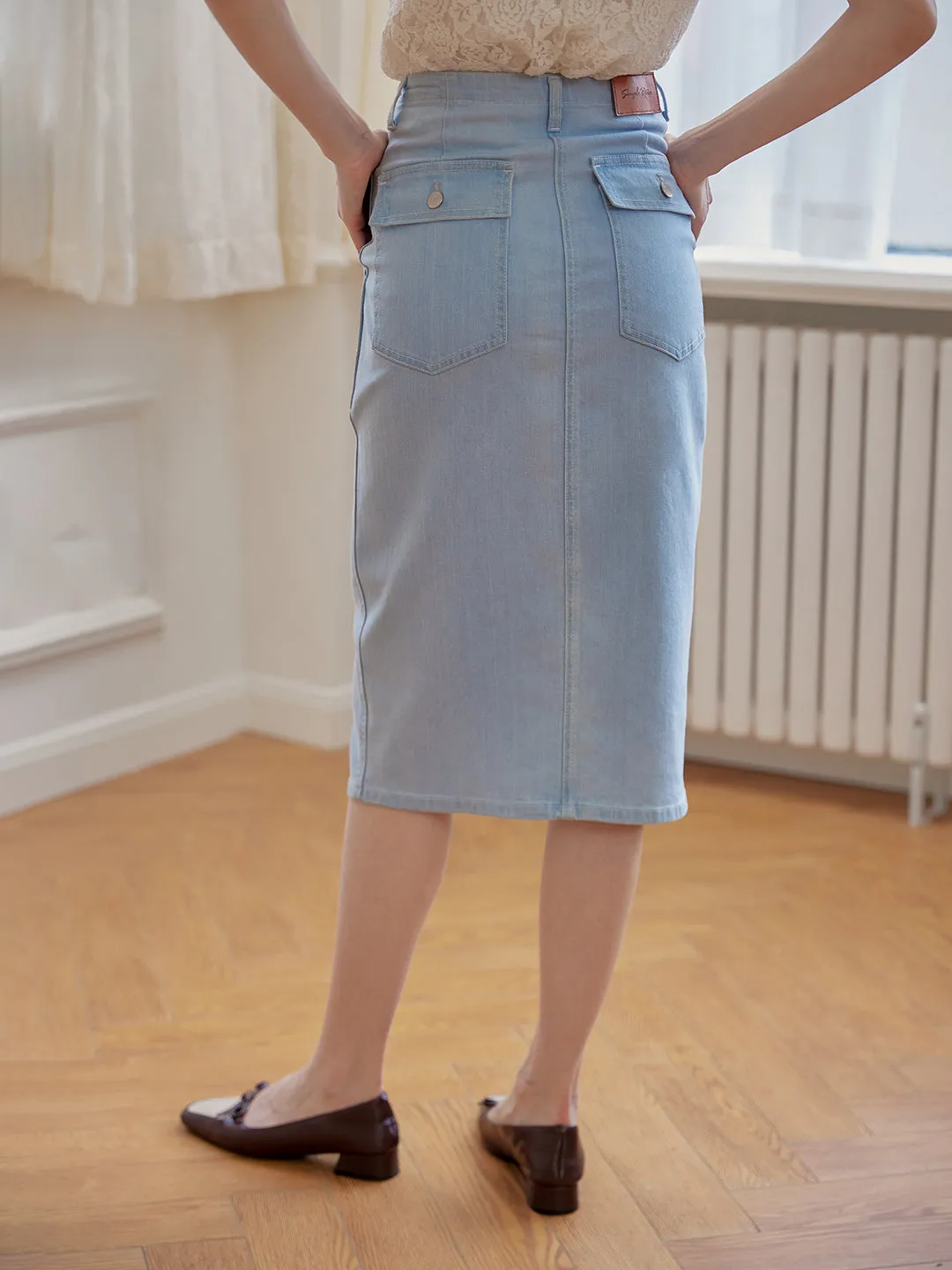 Joe High-waisted Blue Denim Skirt