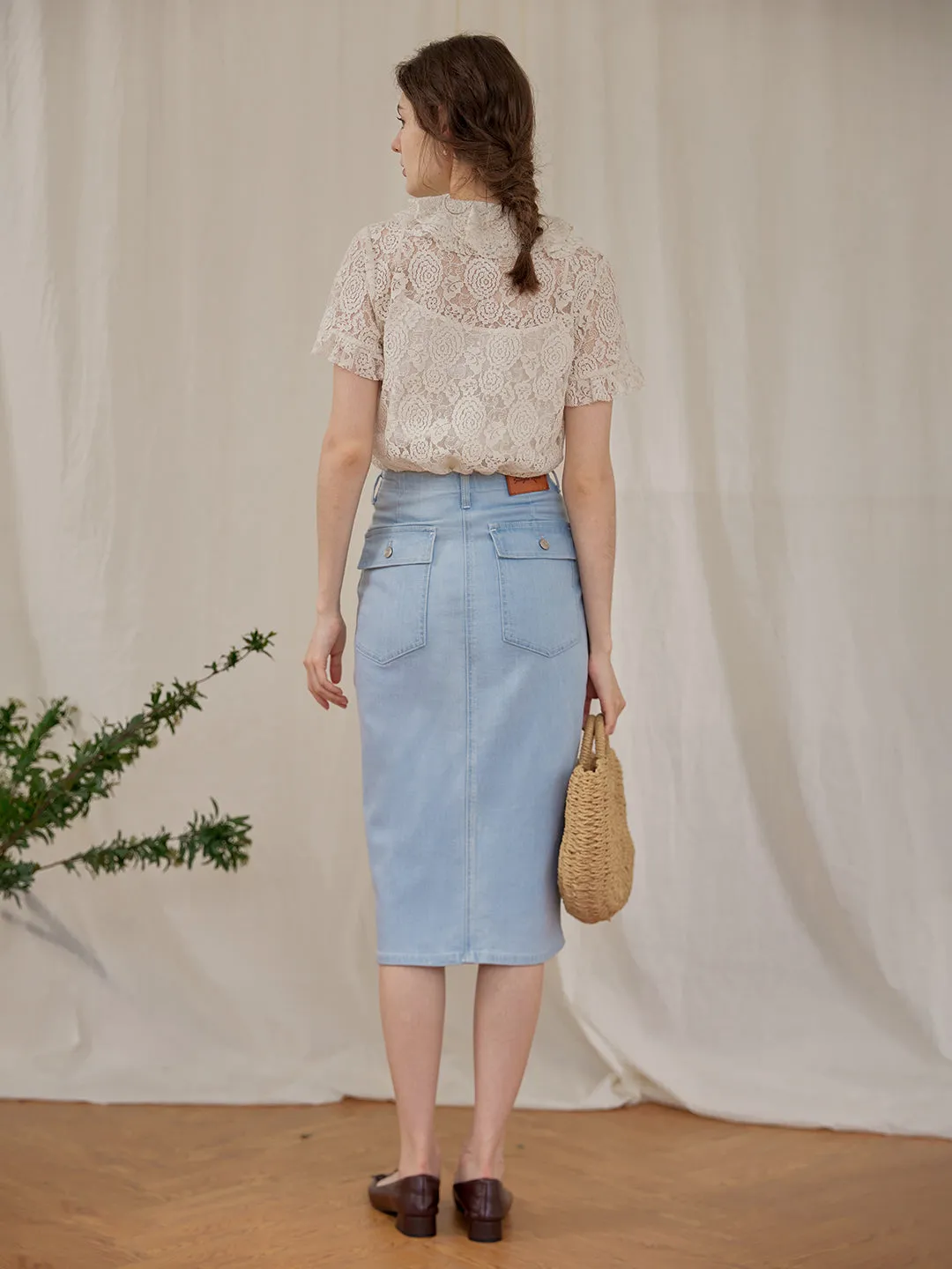 Joe High-waisted Blue Denim Skirt