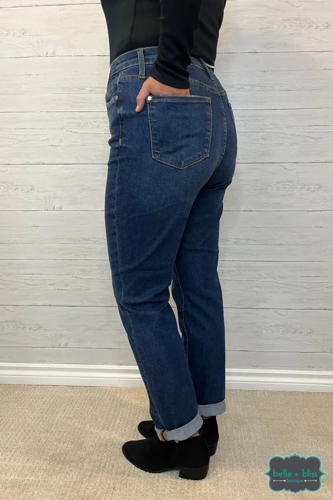 Judy Blue "Morgan" Sustainable High Rise Boyfriend Denim - Dark Wash