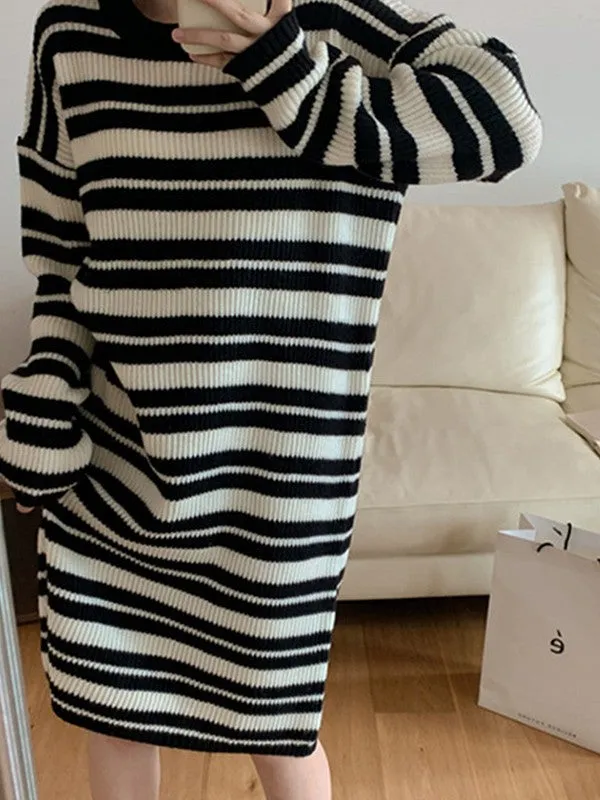 Knitted Stripe Long Trendy Sleeve Bolero Top