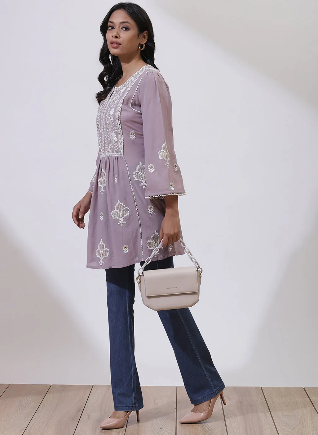 Lavender Nargis Collection Embroidered Tunic