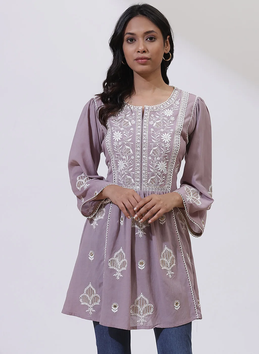 Lavender Nargis Collection Embroidered Tunic