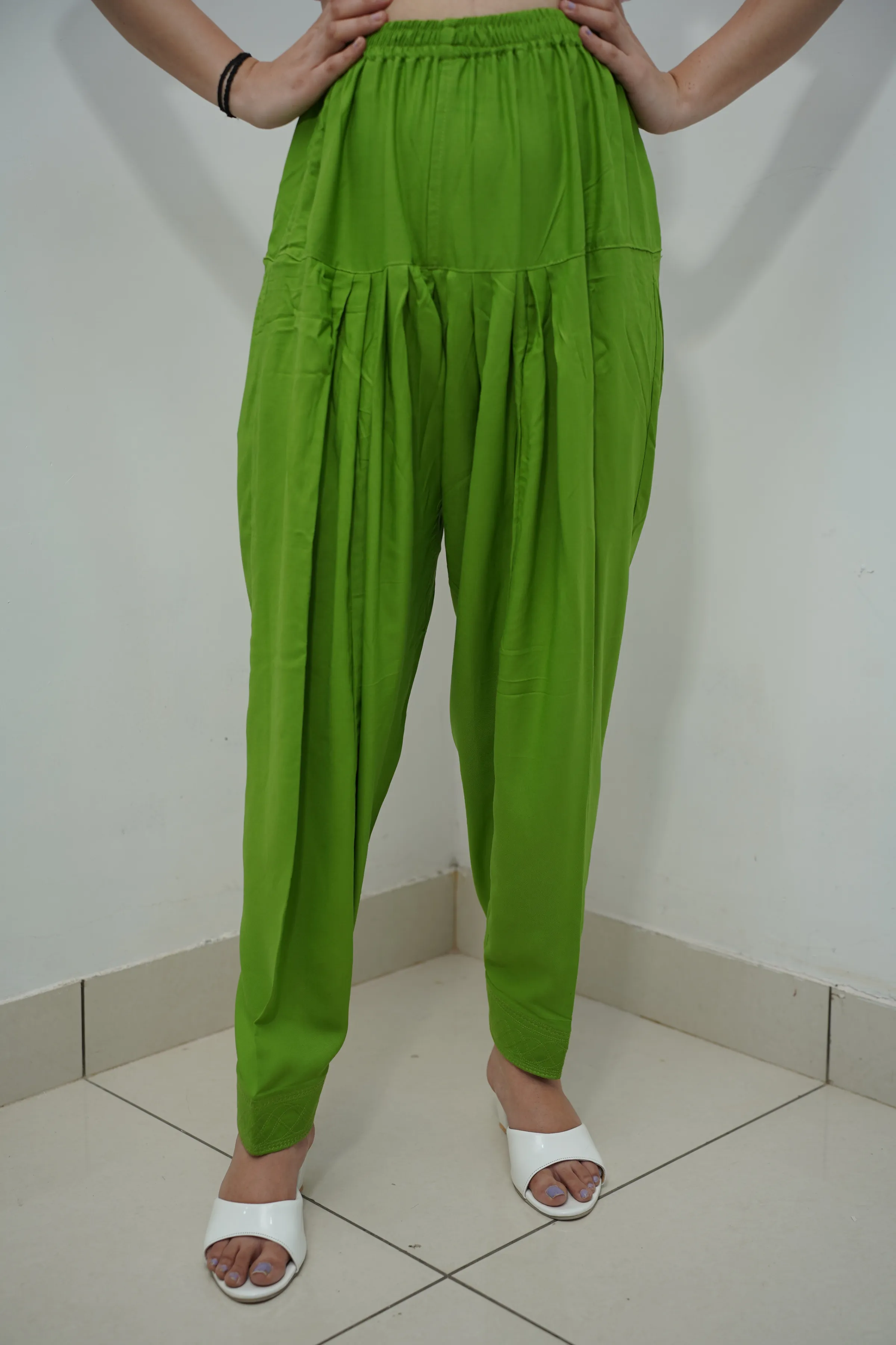 Light Green Pleated Rayon Salwar