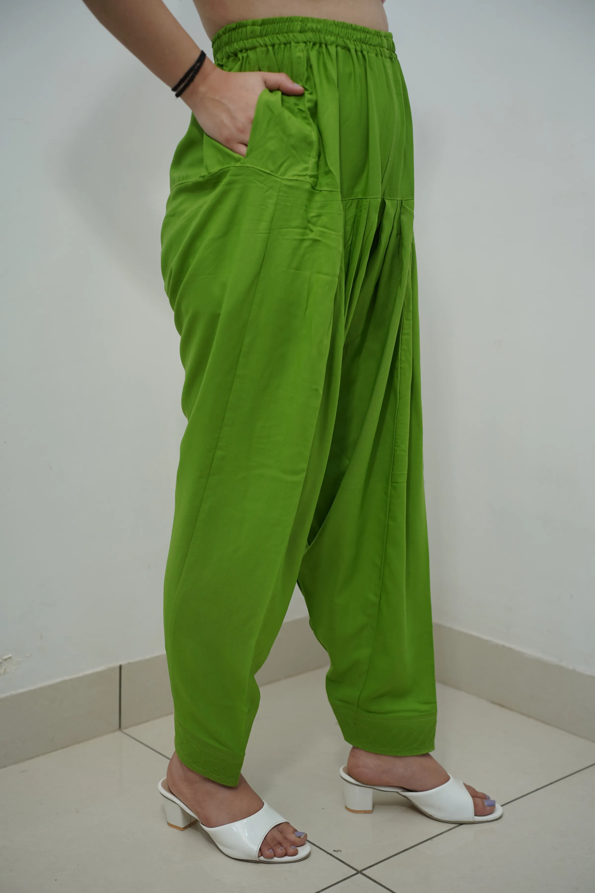 Light Green Pleated Rayon Salwar