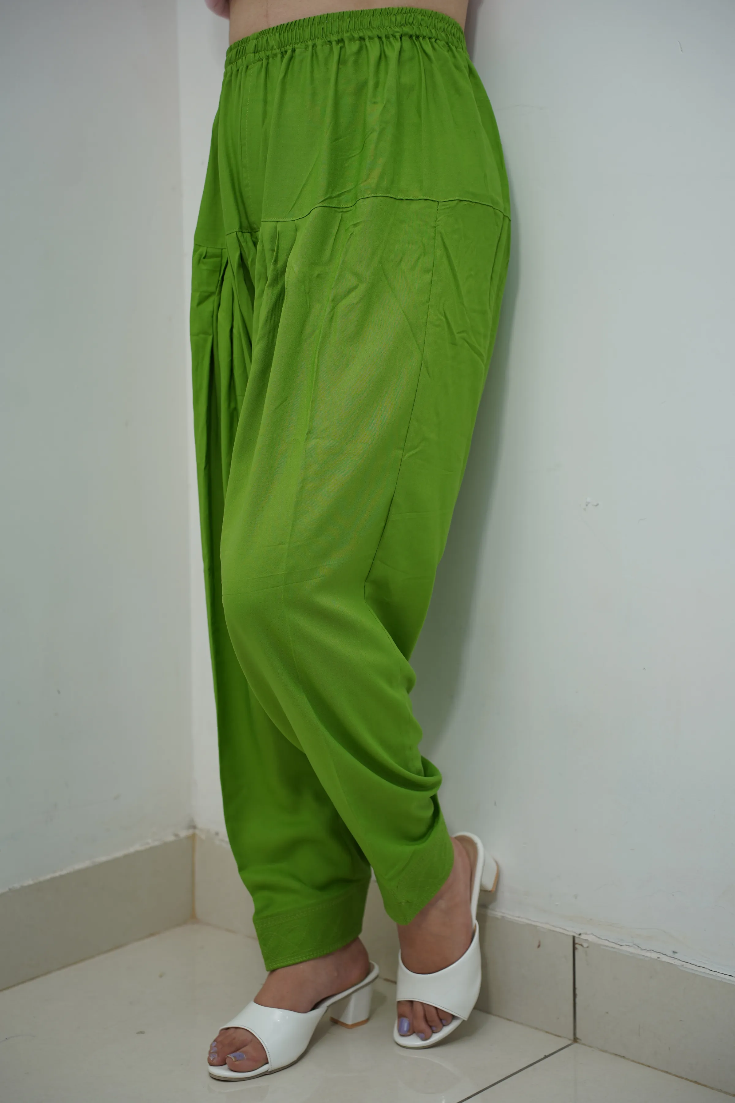 Light Green Pleated Rayon Salwar