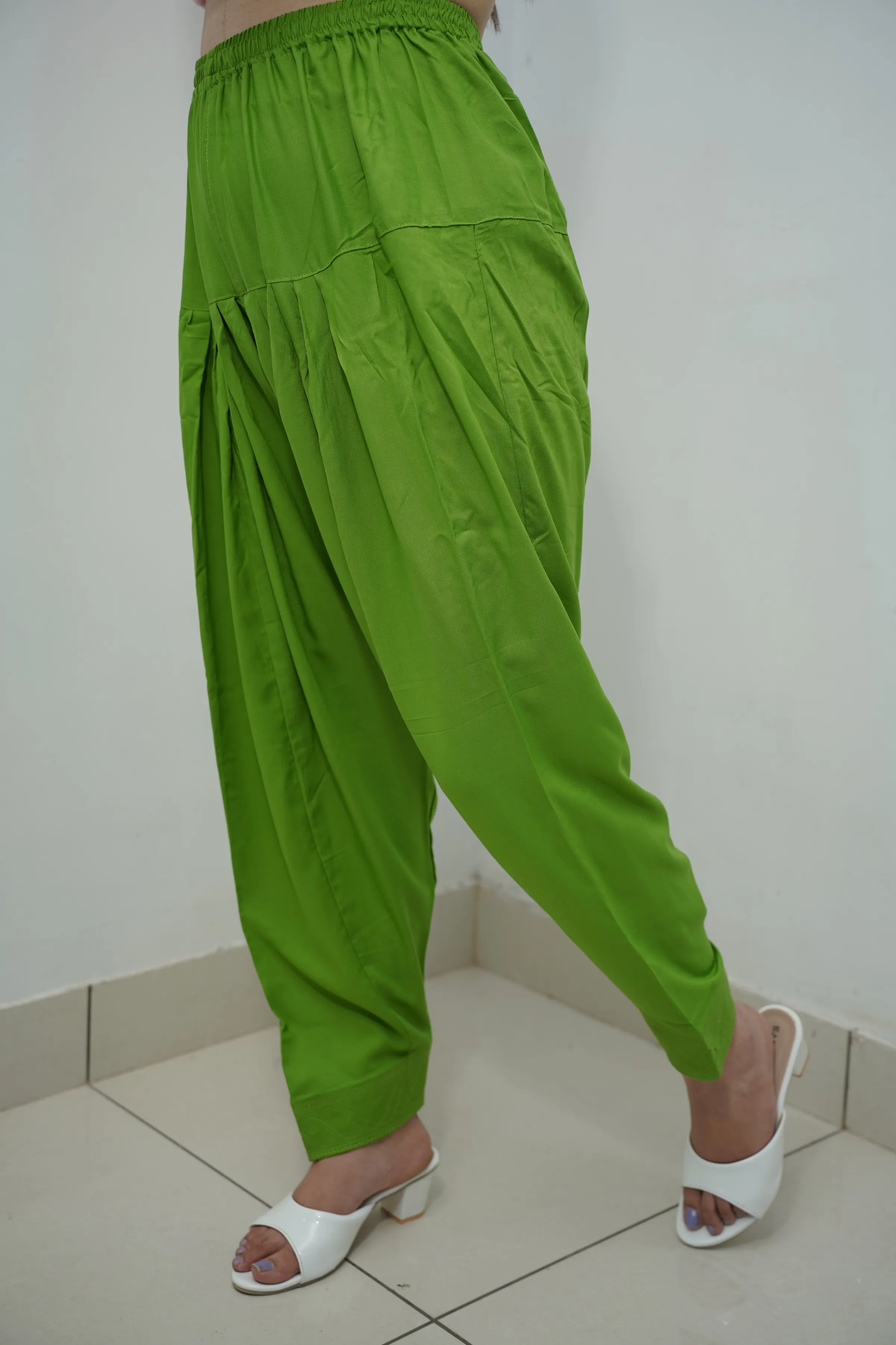 Light Green Pleated Rayon Salwar