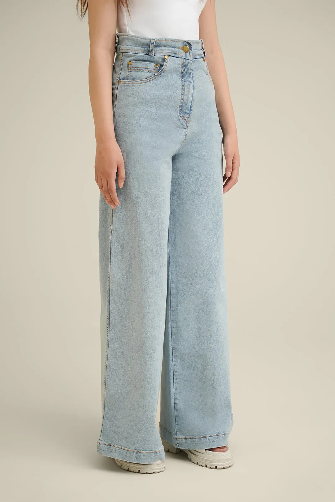 Light-Wash Denim Pants