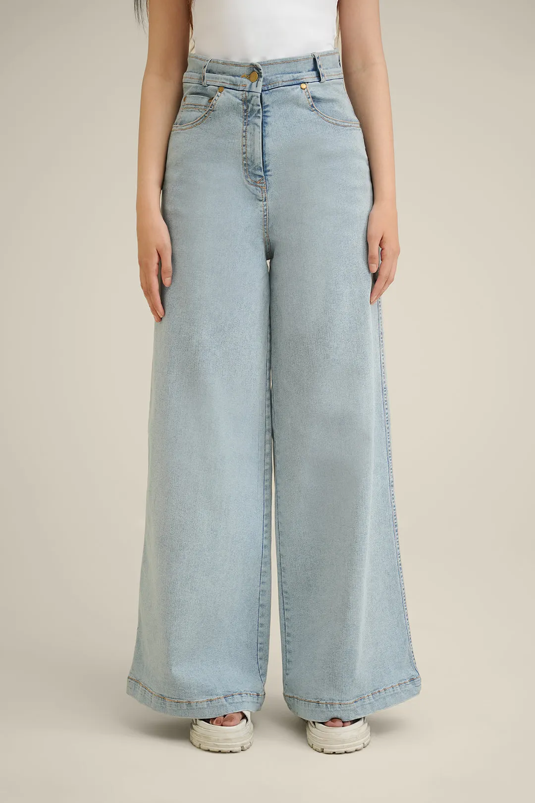 Light-Wash Denim Pants