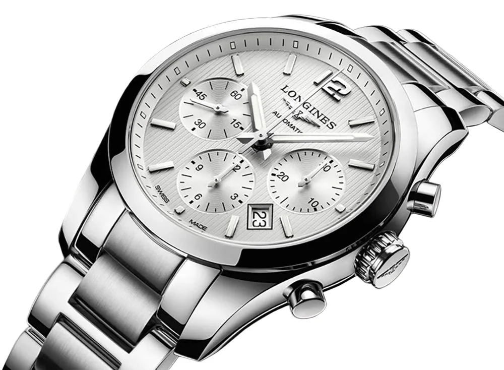 Longines Conquest Classic Automatic Chronograph Stainless Steel Silver Dial Date Mens Watch L2.786.4.76.6