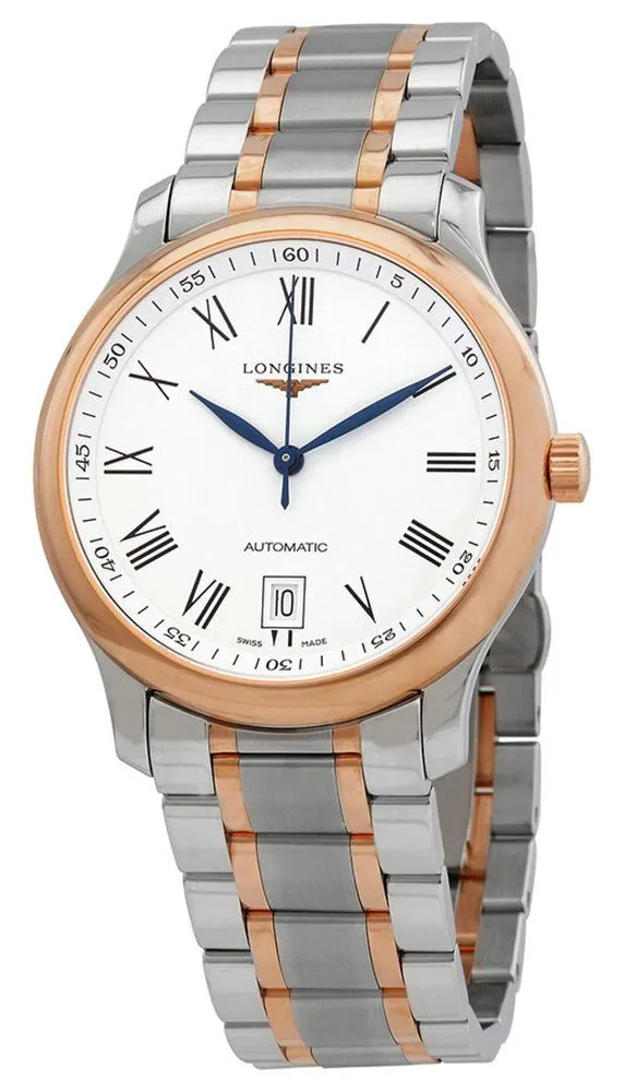 Longines Master Collection Automatic 18k Rose Gold and Steel White Dial Date Mens Watch L2.628.5.19.7