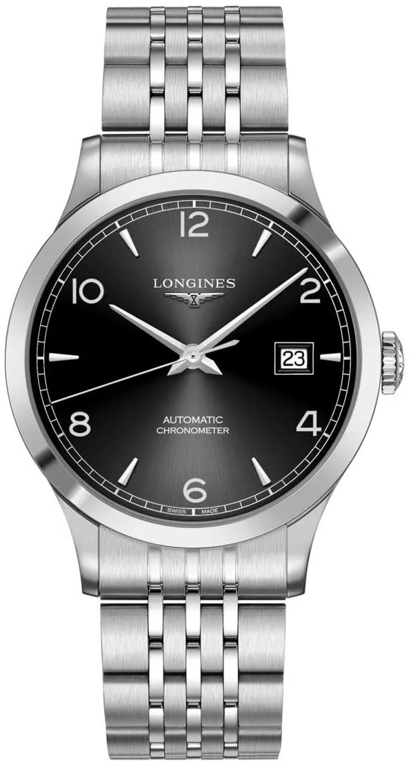 Longines Record Automatic COSC Stainless Steel Black Dial Date Mens Watch L2.821.4.56.6