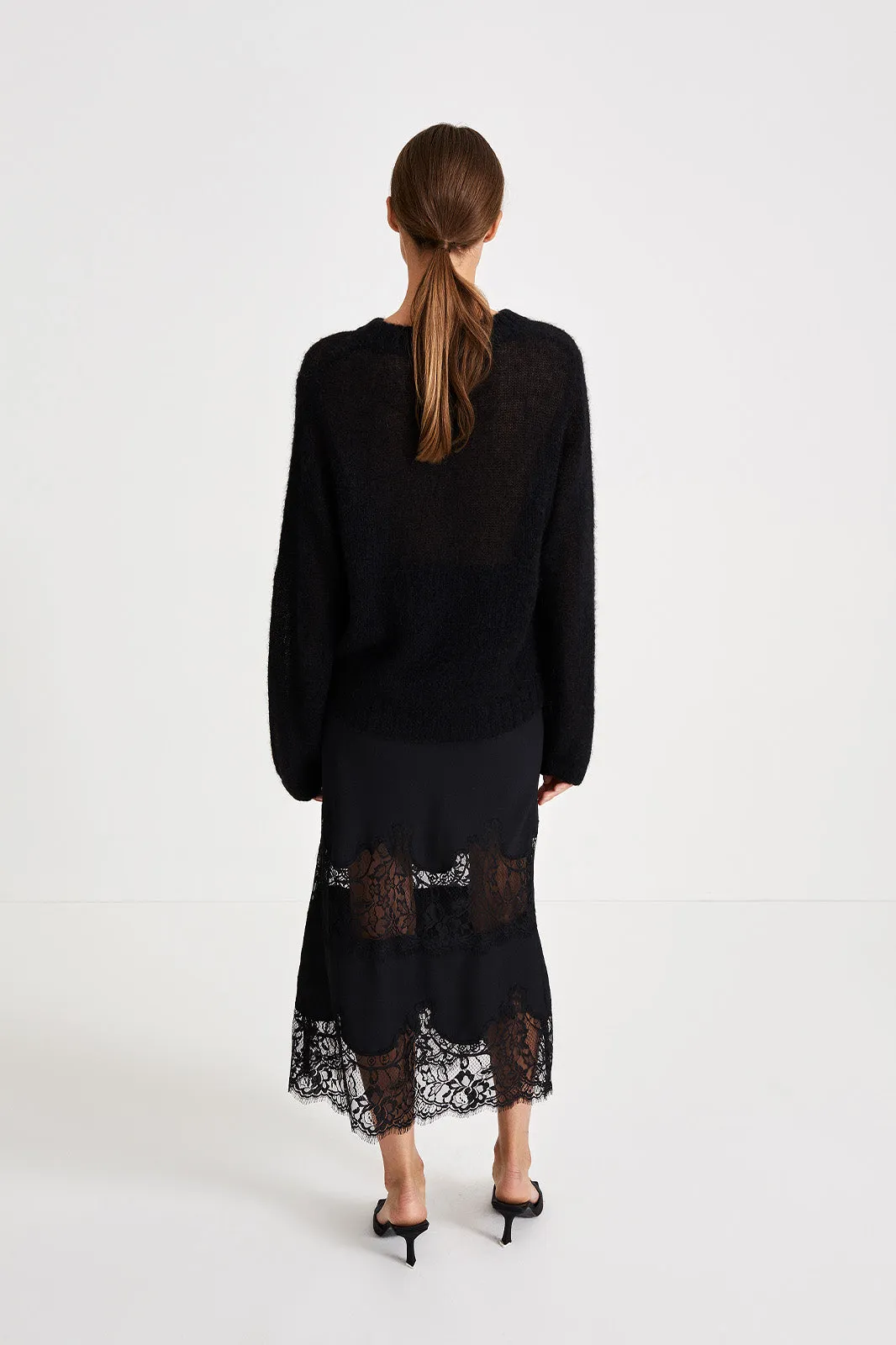 MAGDA LACE SKIRT - BLACK