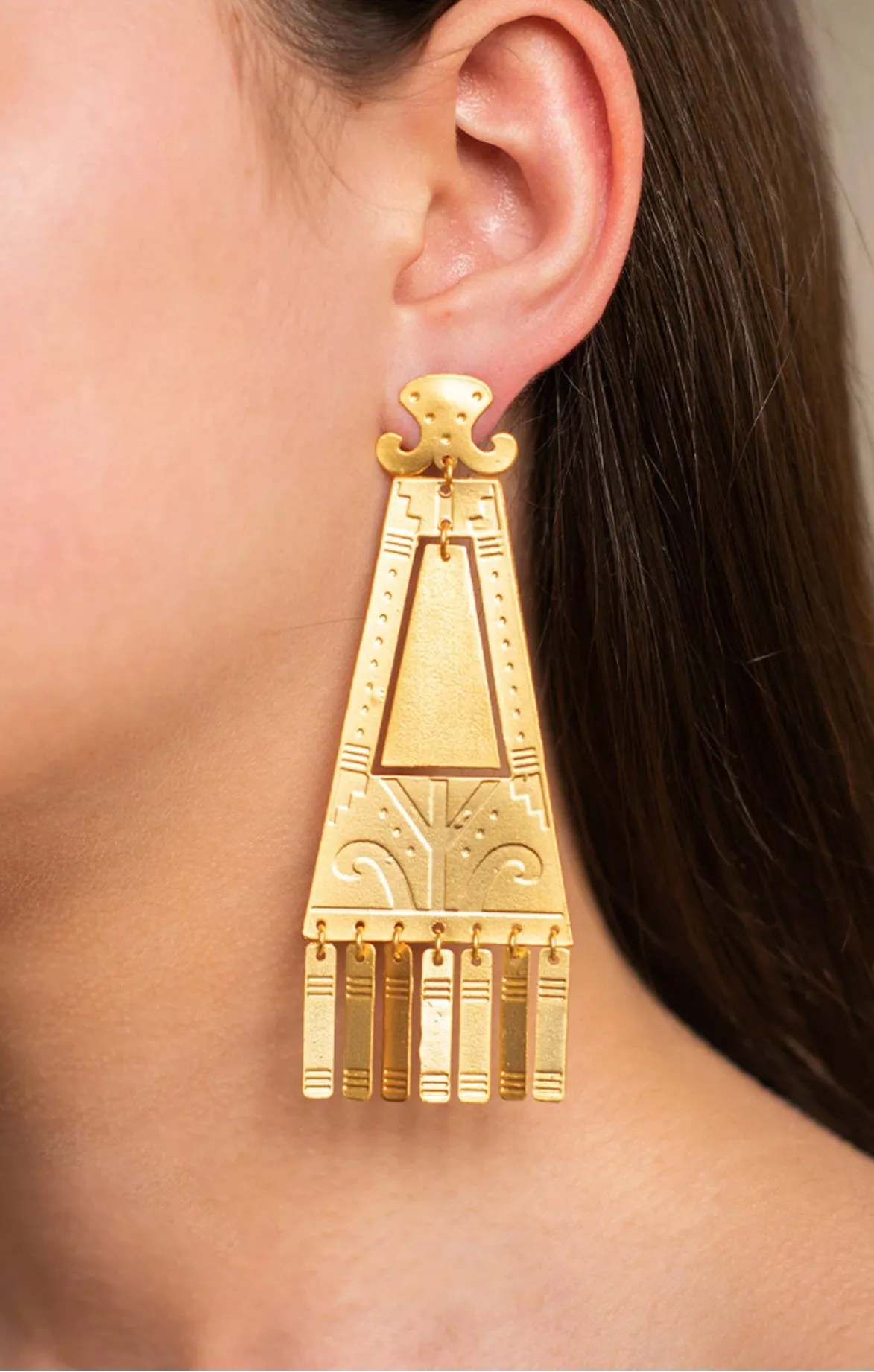 Matte Gold Triangle Earrings