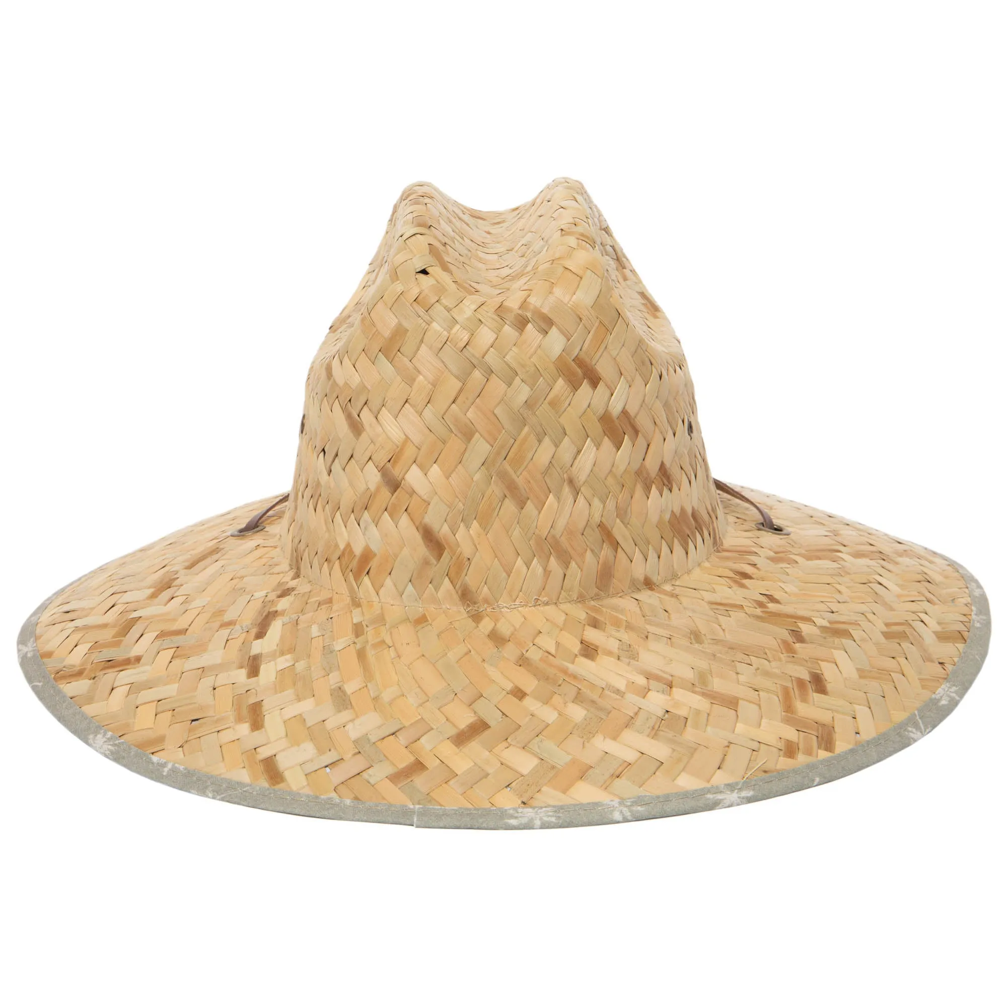 Mens Straw Lifeguard with Palm Tree Printed Under-brim