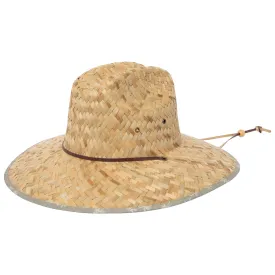 Mens Straw Lifeguard with Palm Tree Printed Under-brim