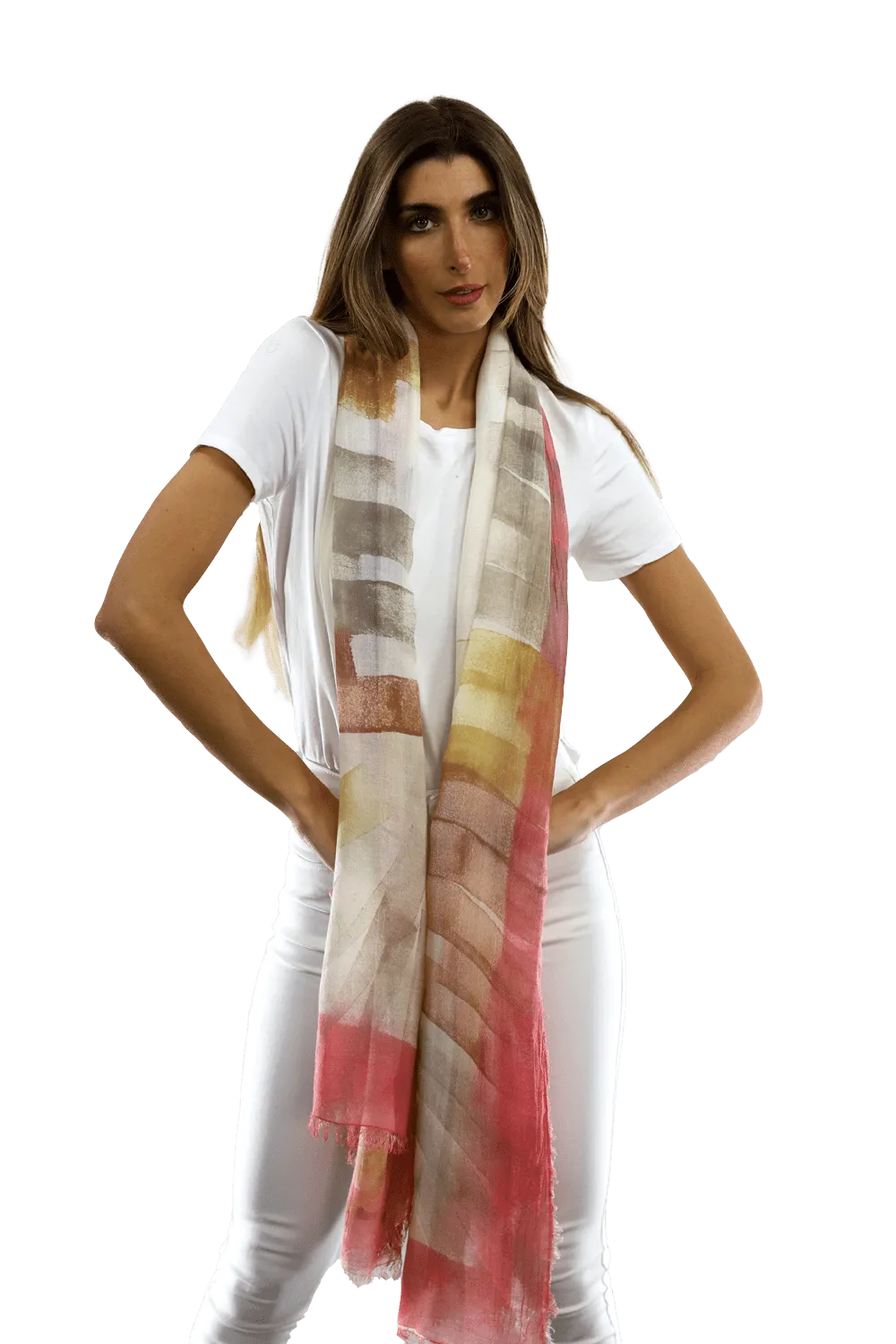 Multi Colored Italia Scarf With Brush Stroke Print