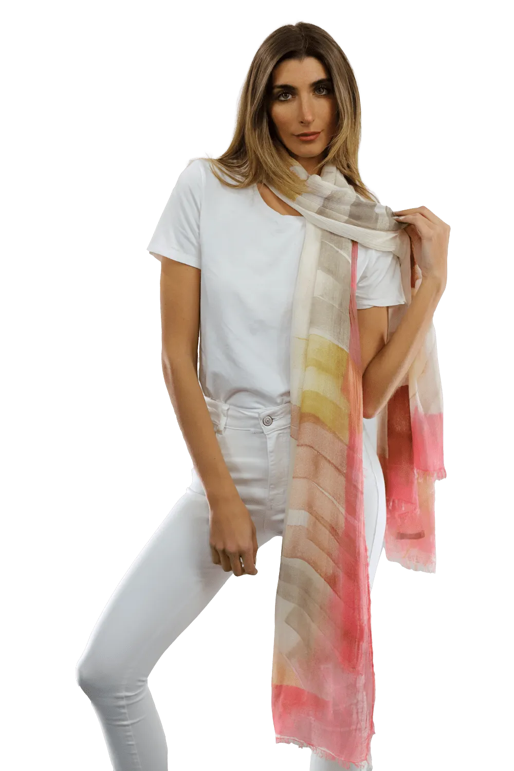 Multi Colored Italia Scarf With Brush Stroke Print