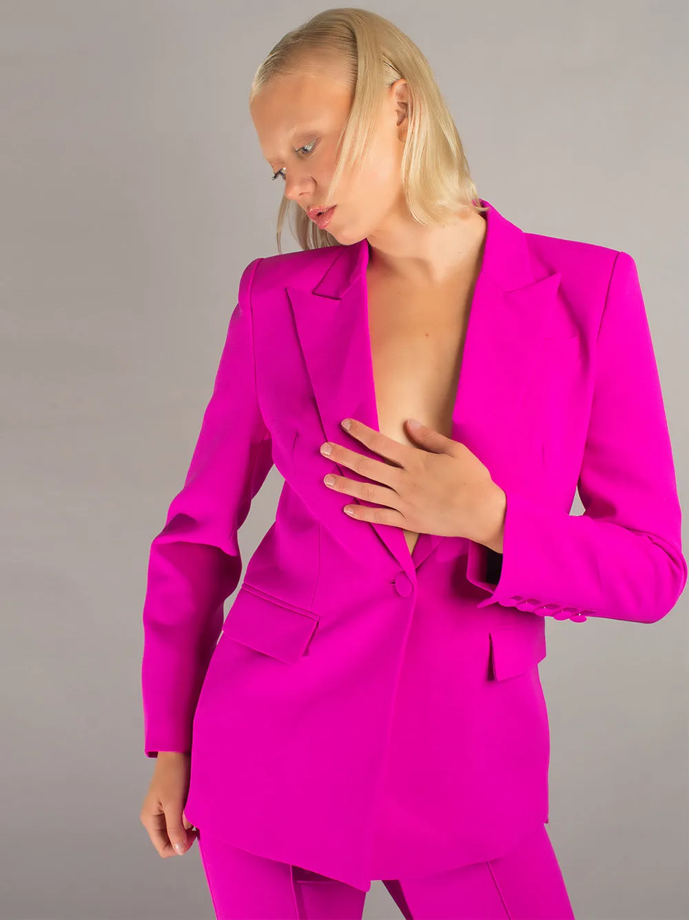 NAOMA Blazer & Flared Pants Set in Fuchsia