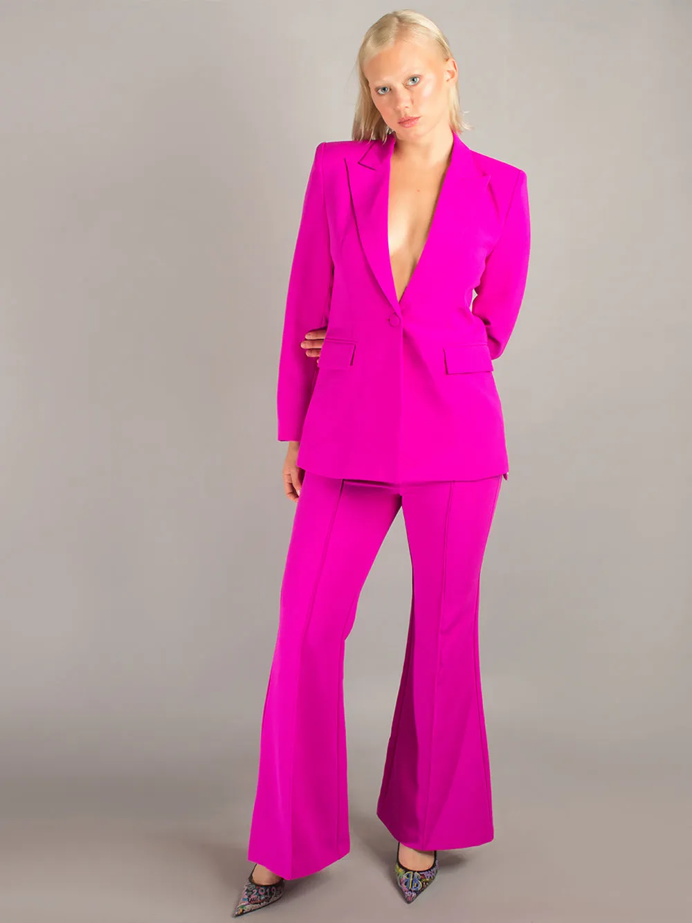 NAOMA Blazer & Flared Pants Set in Fuchsia