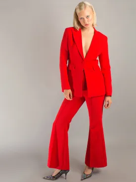 NAOMA Red Blazer and Flared Pants Set