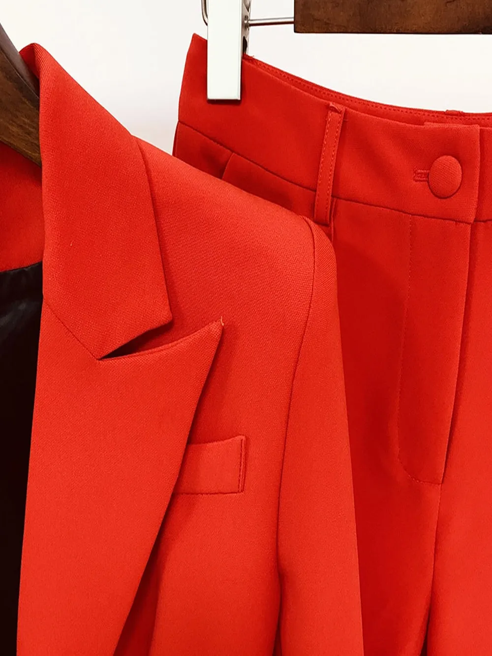 NAOMA Red Blazer and Flared Pants Set