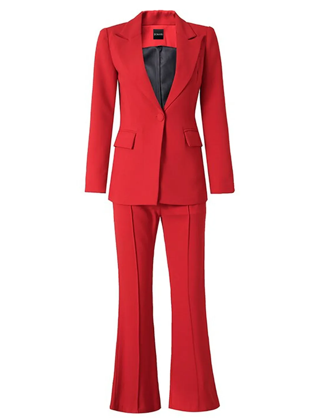 NAOMA Red Blazer and Flared Pants Set