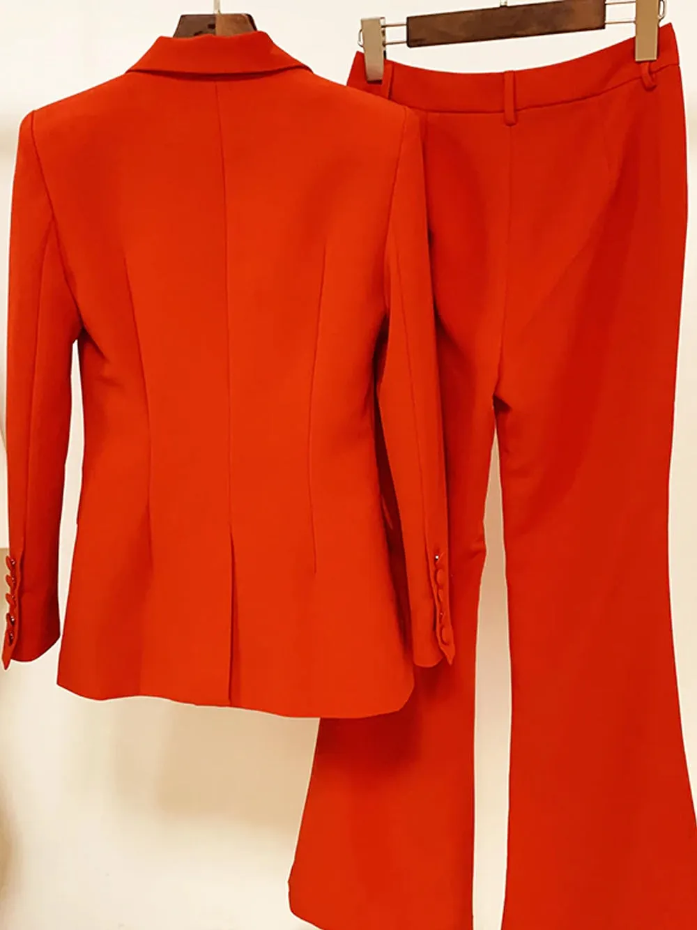 NAOMA Red Blazer and Flared Pants Set