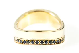 Natural Sapphire Eternity Wave Band Ring 14k 585 Yellow Gold