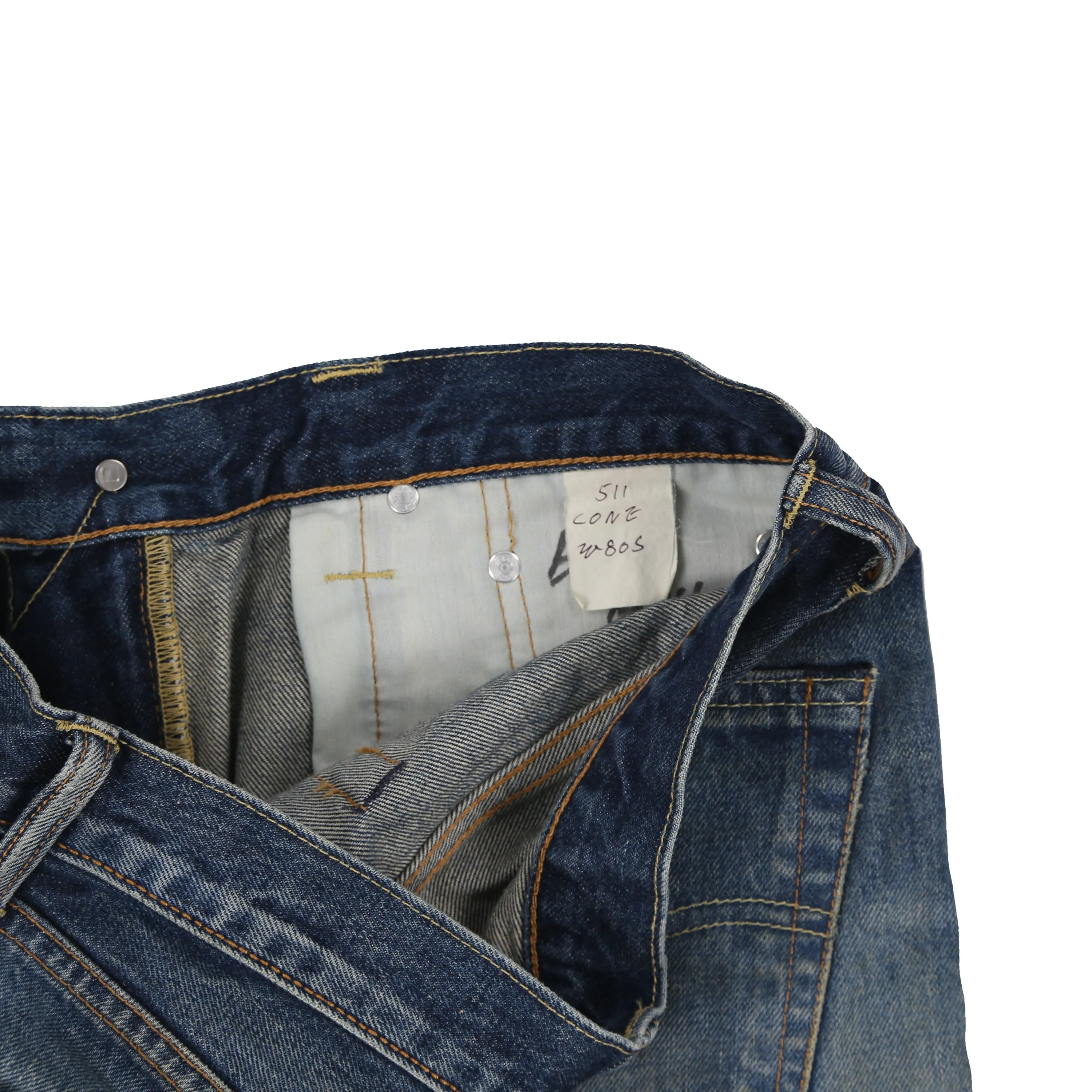 New Sample Levis 511 Distressed Cone Selvedge Denim Jeans