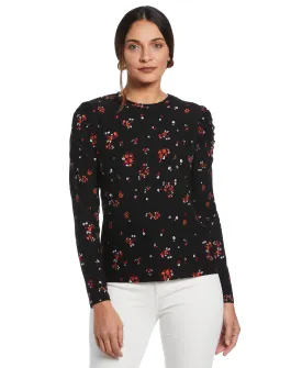 Petite Crew Neck Puff Sleeve Top