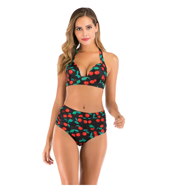 Printed High-waisted Two-piece Swimsuit