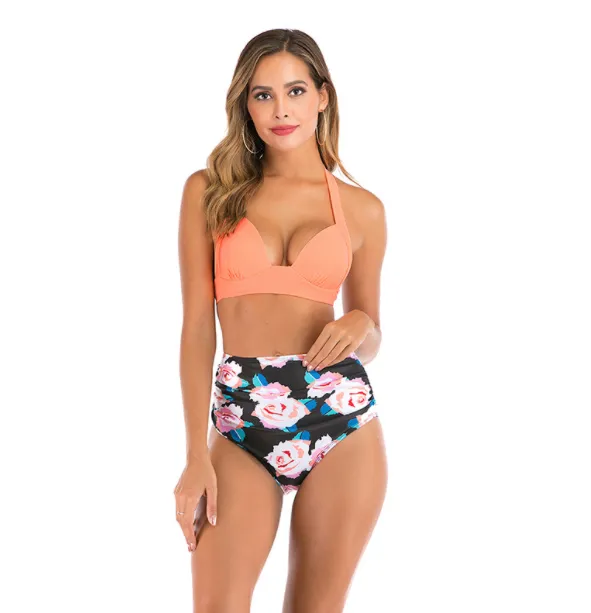 Printed High-waisted Two-piece Swimsuit