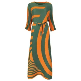 Pumpkin Swirl Pleated Dress