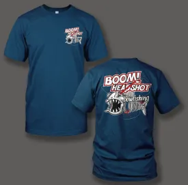 "Boom Head Shot Bowfishing" design on Navy Gildan T-Shirt