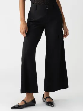 Rebel Wide Leg Standard Rise Crop Pant Black