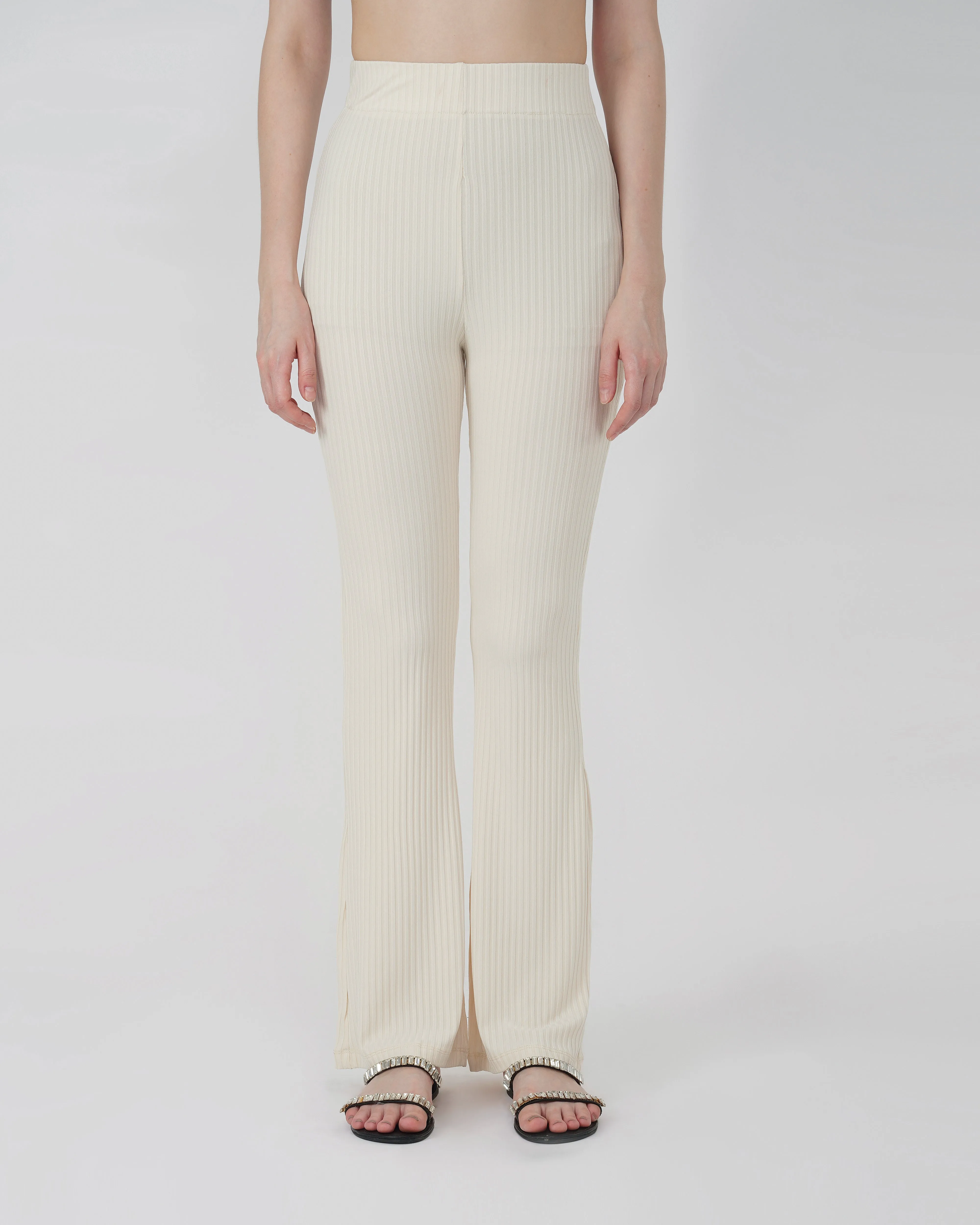 RIBBED FLARED TROUSER