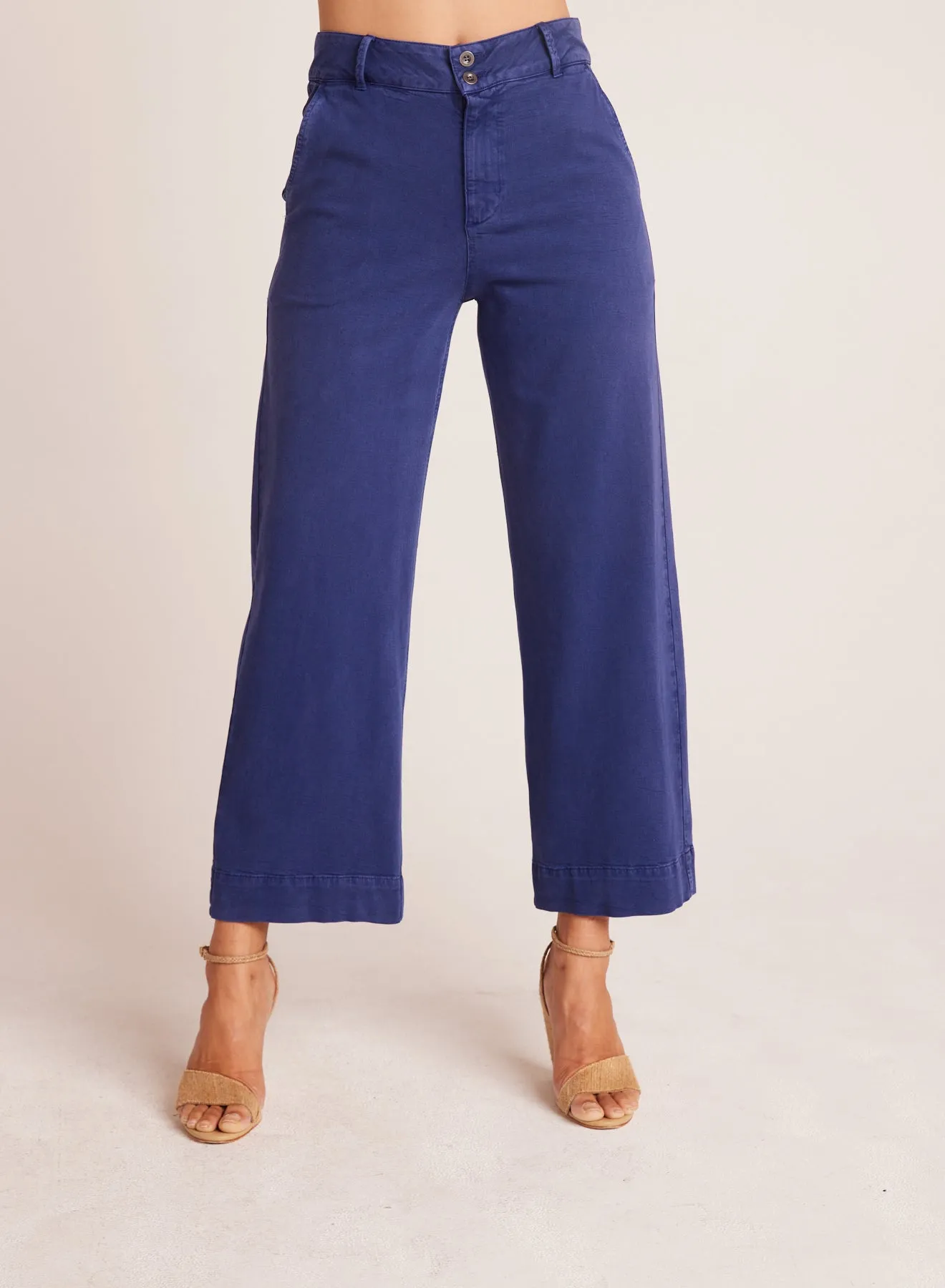 Saige Wide Leg Crop - Tropical Navy