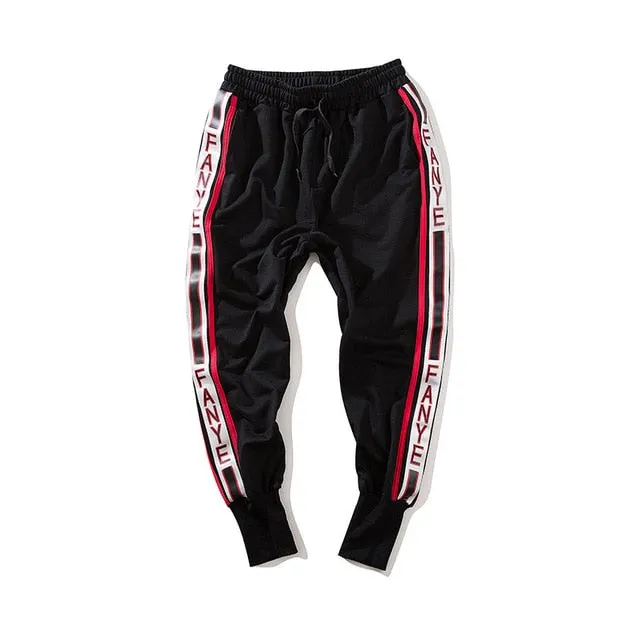 Side Striped Elastic Waist High Street Jogger Sweatpants