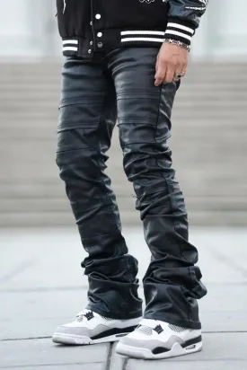 Skinny Flared Super Stacked Pants in Deep Grey