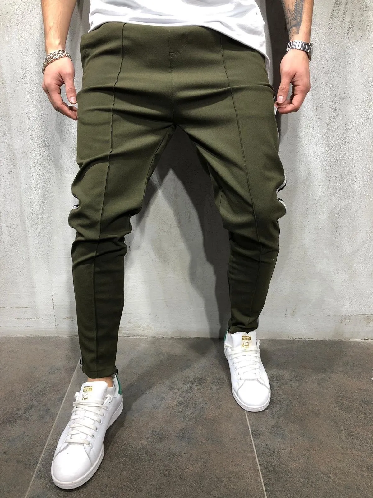 Sneakerjeans Khaki Side Striped Jogger Pant A297