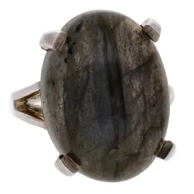 Sterling Silver Oval 26.00ct Labradorite Ring