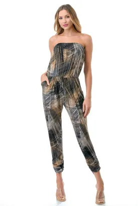 Strapless jogger pant jumpsuit