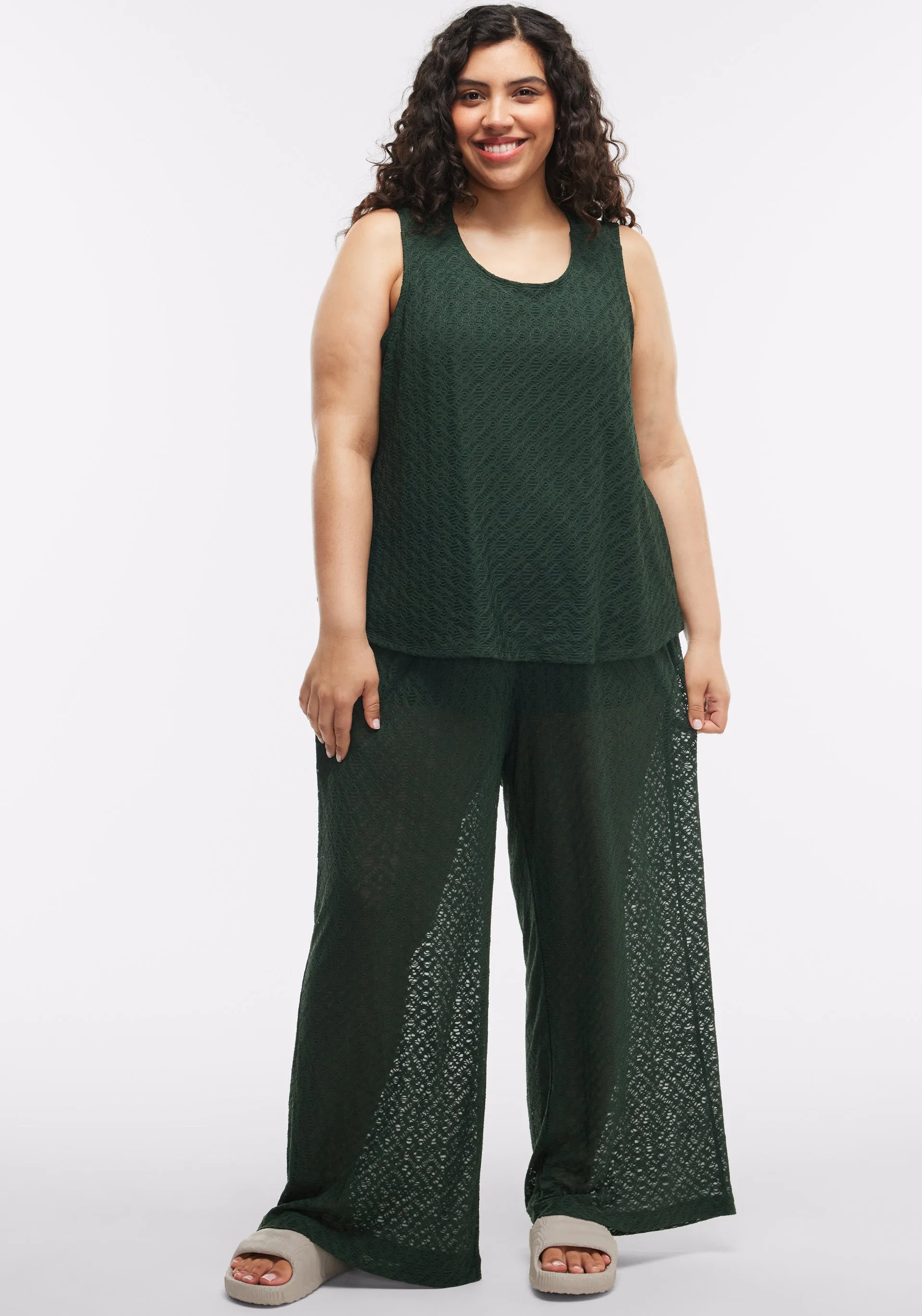 Stretch Crochet Wide Leg Pant