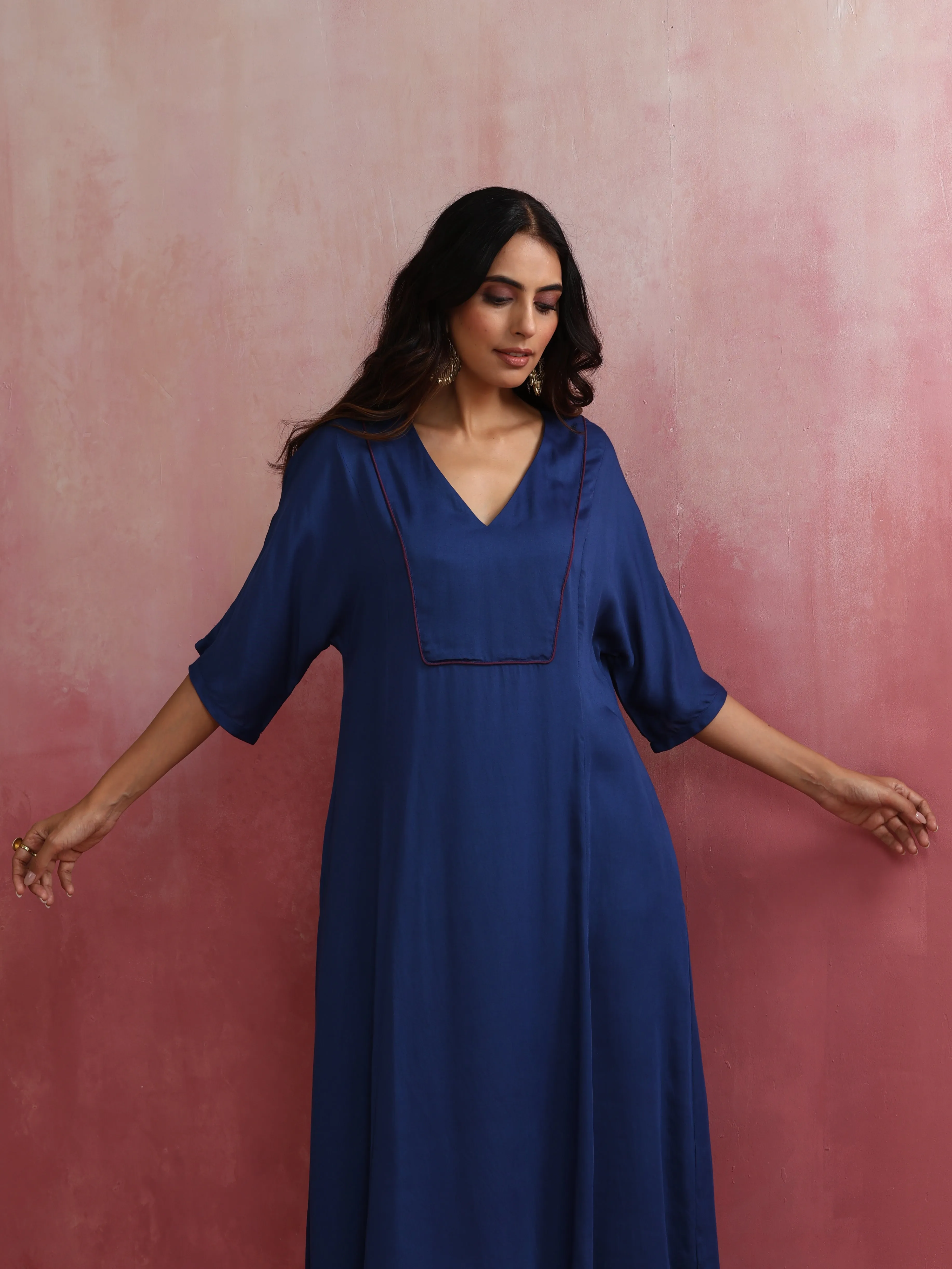 trueBrowns Blue Modal Kimono sleeve Kurta set