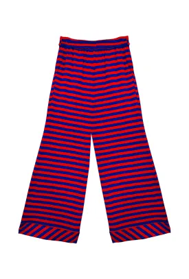 Wide Leg Knit Trouser - Red & Blue Stripe