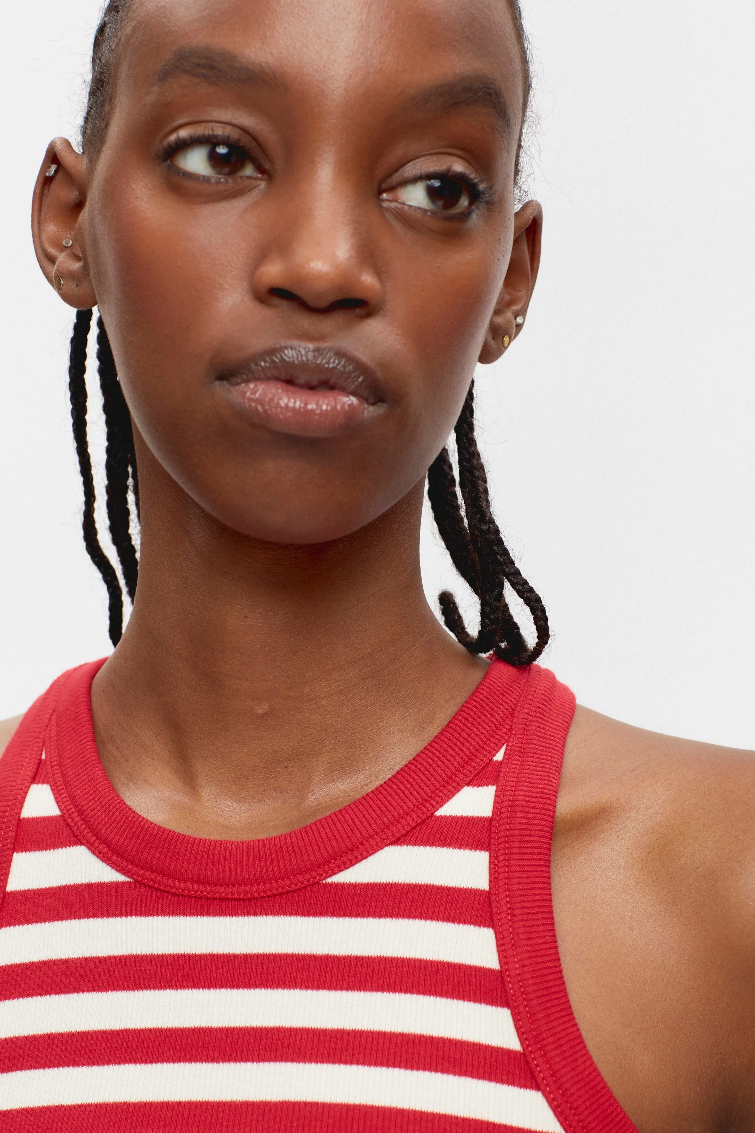 Women's Crop Racer Tank in Jester Red/Marshmallow