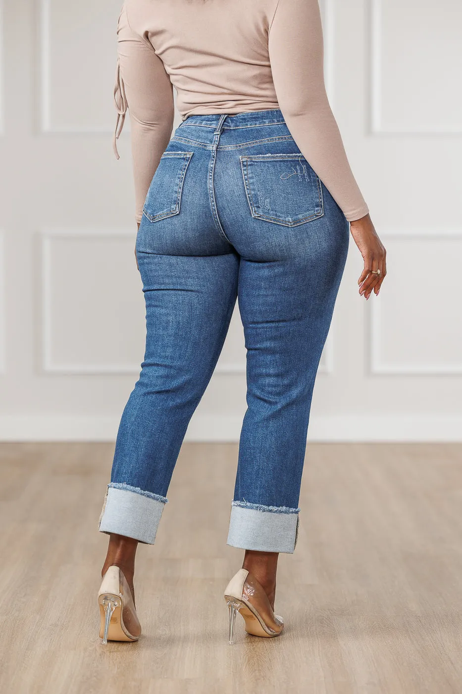 Zarah Cuffed Slim Leg Jeans