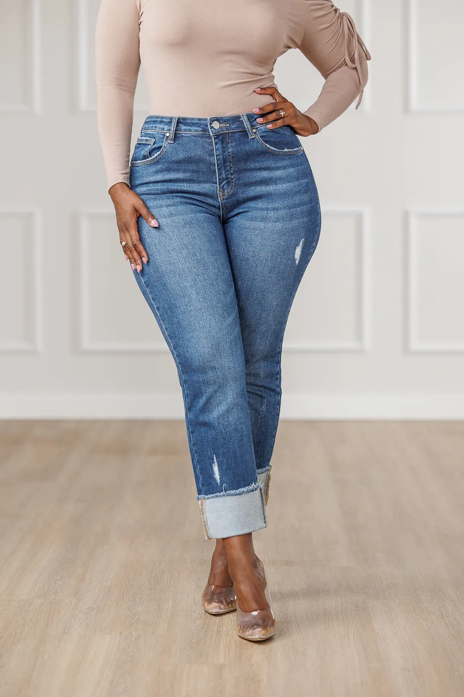 Zarah Cuffed Slim Leg Jeans