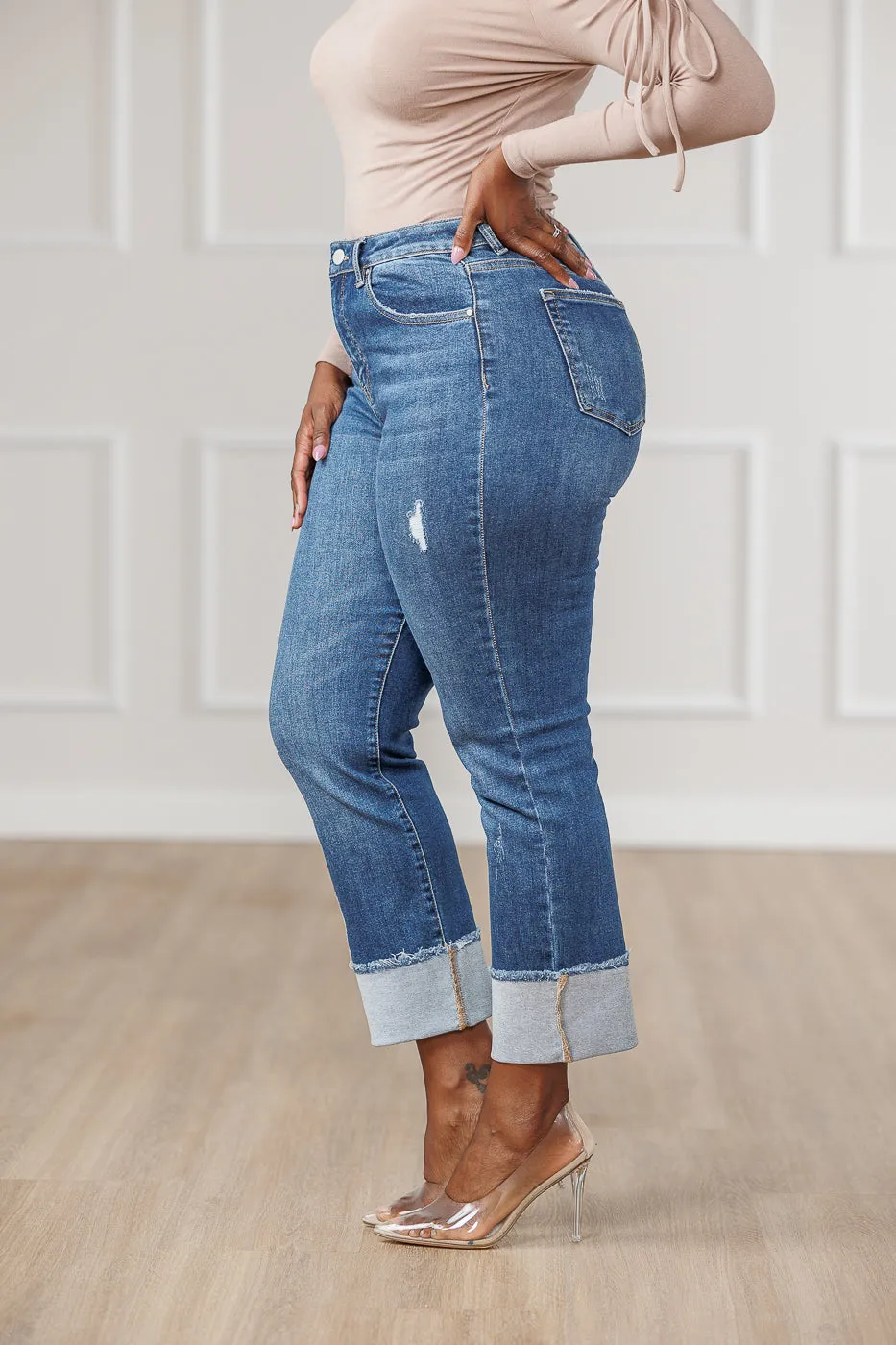 Zarah Cuffed Slim Leg Jeans