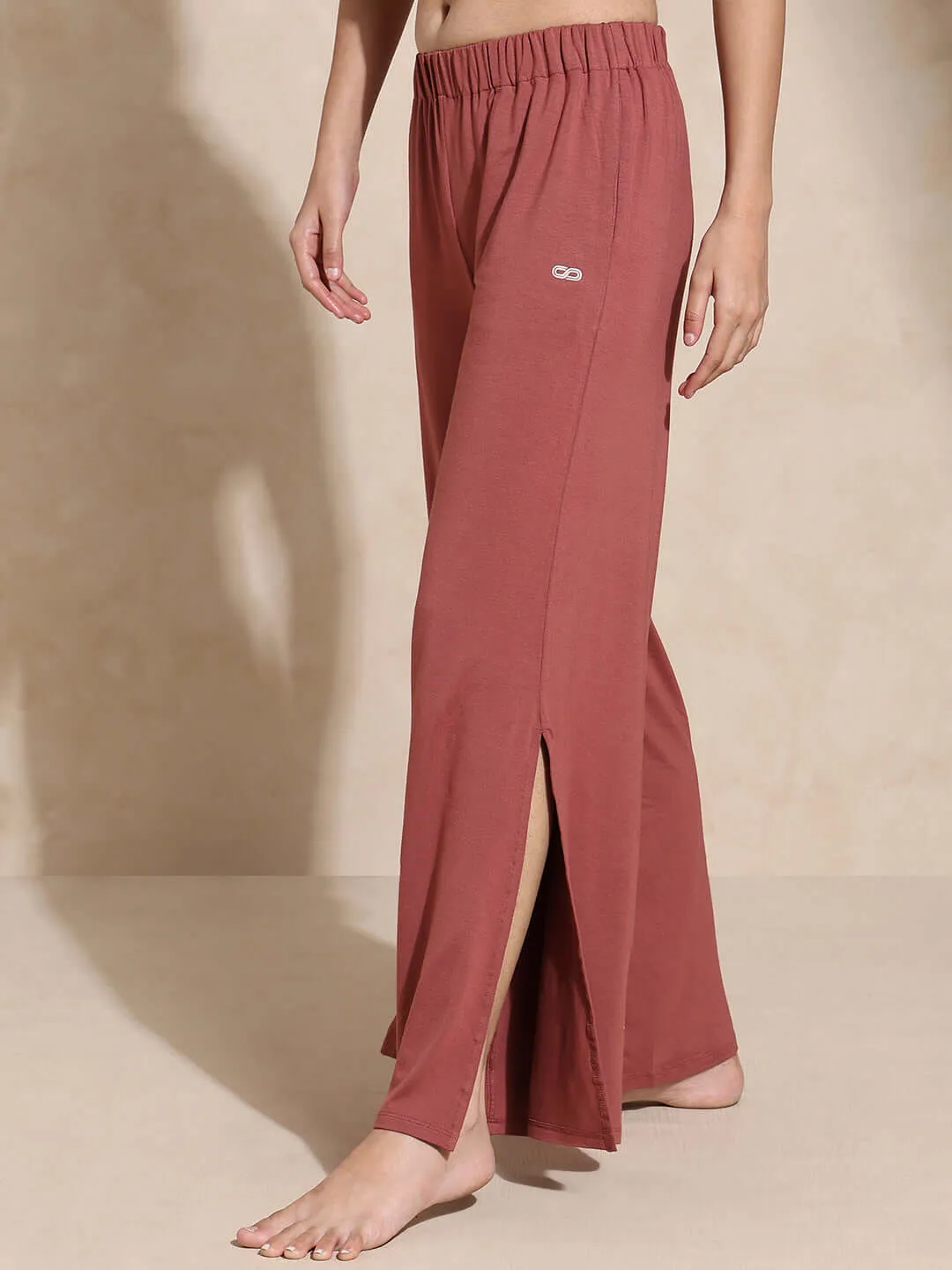 Zen Tee & Lounge Pants with Slit Marsala